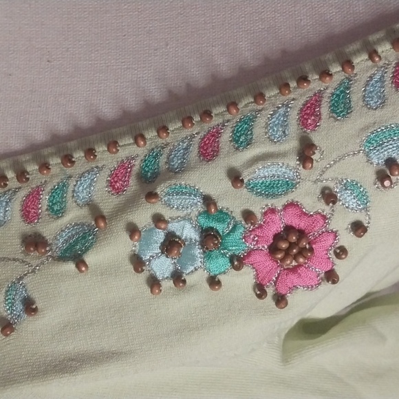 Evie Silk Knit Beaded Tie Front Cardigan size Large - Picture 5 of 8